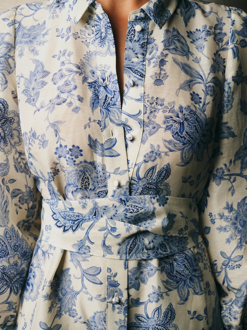 Sezane Editions Bellisima Toile Maxi Dress Shirtdress Linen Silk 34 XS S - Picture 6 of 7